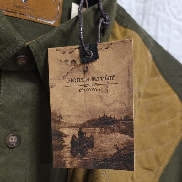 Men's Olive Green Tan Jacket Shirt Hunting Long Sleeve Button Down Winter Warm - Picture 10 of 11